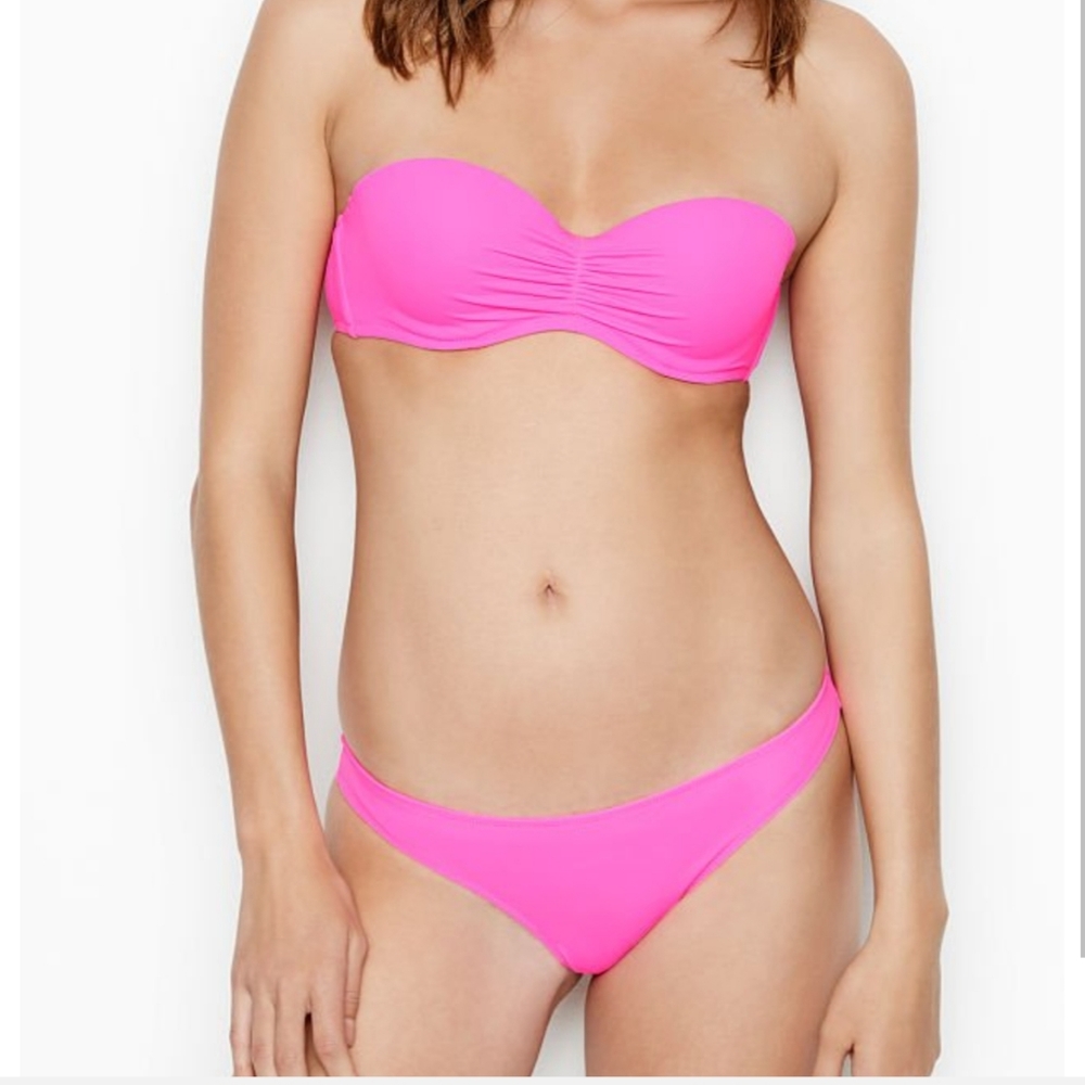 VICTORIA'S SECRET Hot Pink Zuma Smocked Itsy Bikini Bottoms Swimsuit   XL